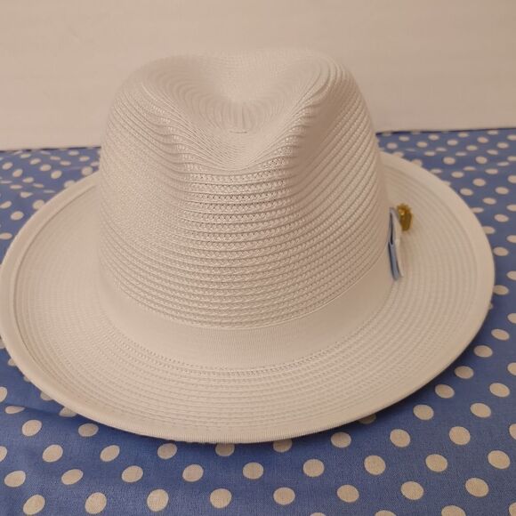 MONTIQUE MEN'S WHITE CAROLINA BOTTOM BRAIDED STINGY BRIM PINCH FEDORA HAT H85. - Picture 7 of 8